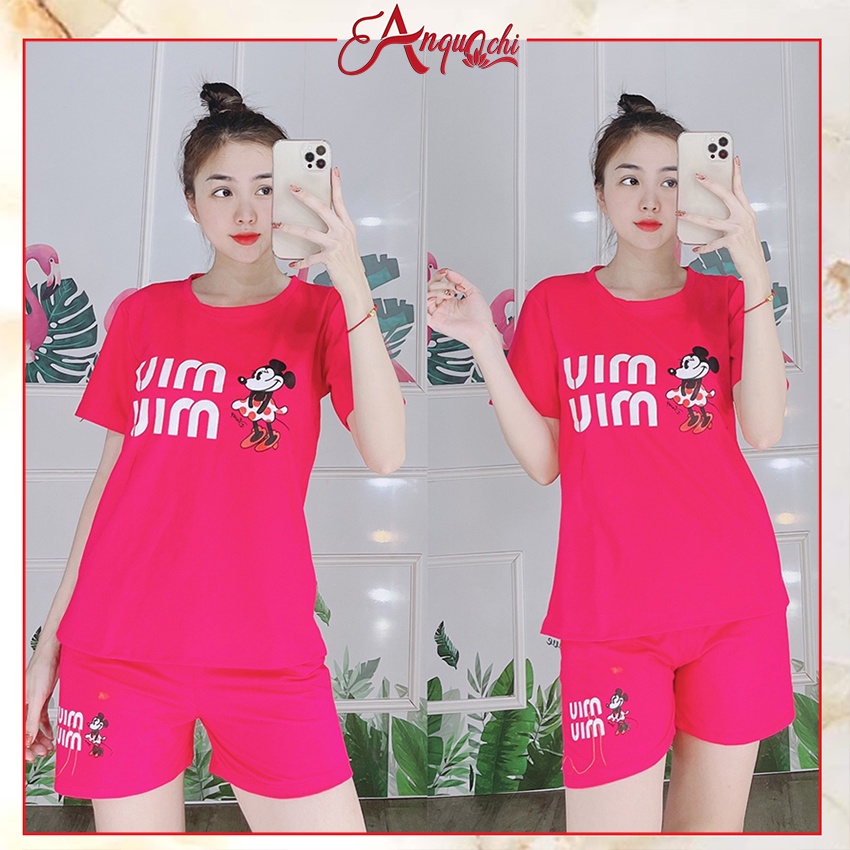 Đồ Bộ Nữ Mặc Nhà Anquachi Đẹp Thun Cotton Nữ Mặc Ngủ Ở Nhà Dễ Thương Quần Đùi Cute B-A040