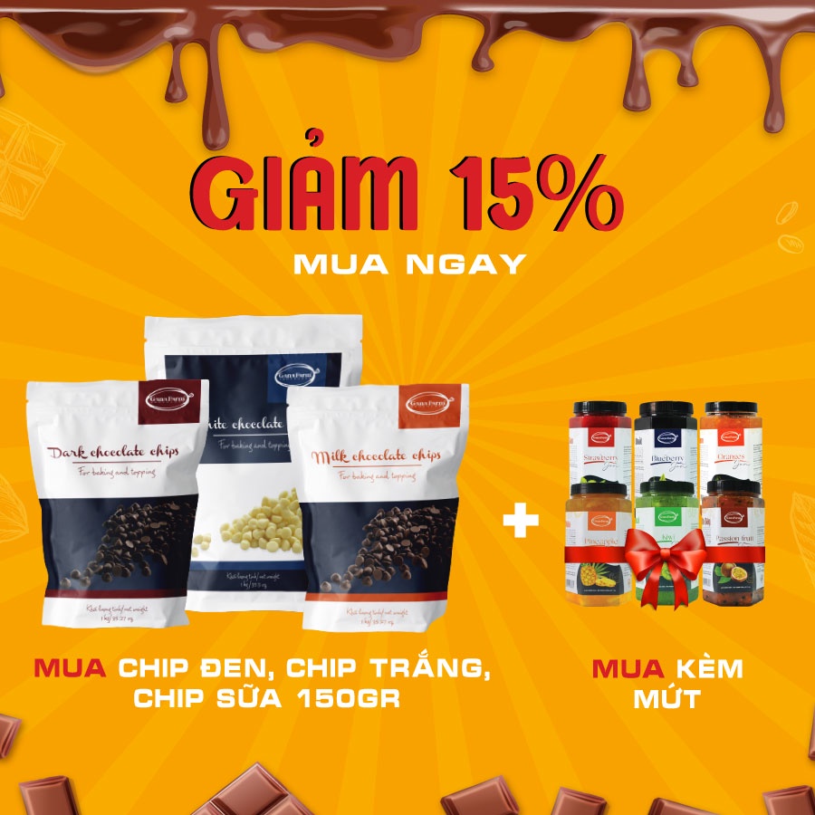 Socola Chip GanaFarm Túi Chiết 150gr Đen Trắng Sữa Dùng Để Trang Trí Bánh Ngọt Làm Bánh Kẹo - CD116