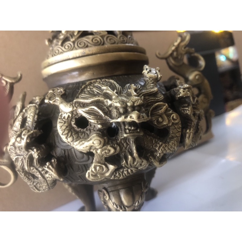 lư đồng xông trầm - Lư ngũ Long -5 rồng