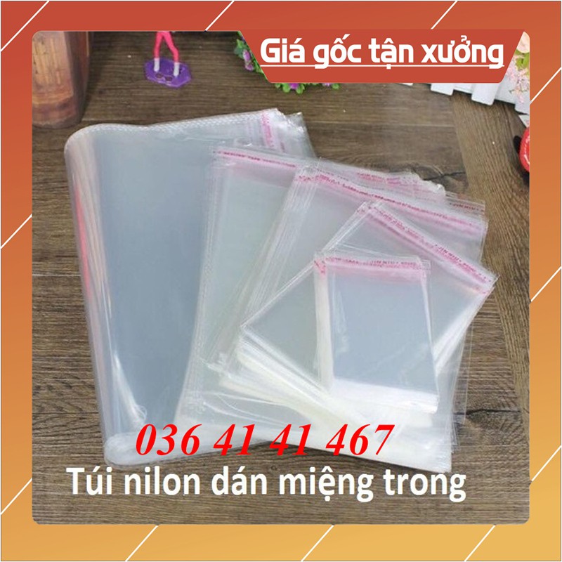 [Kho Xưởng] Combo 200 Túi Nilong Keo Dán Miệng OPP Trong Suốt, Bọc Kiếng, Đóng Gói, Đựng Phụ Kiện, Q