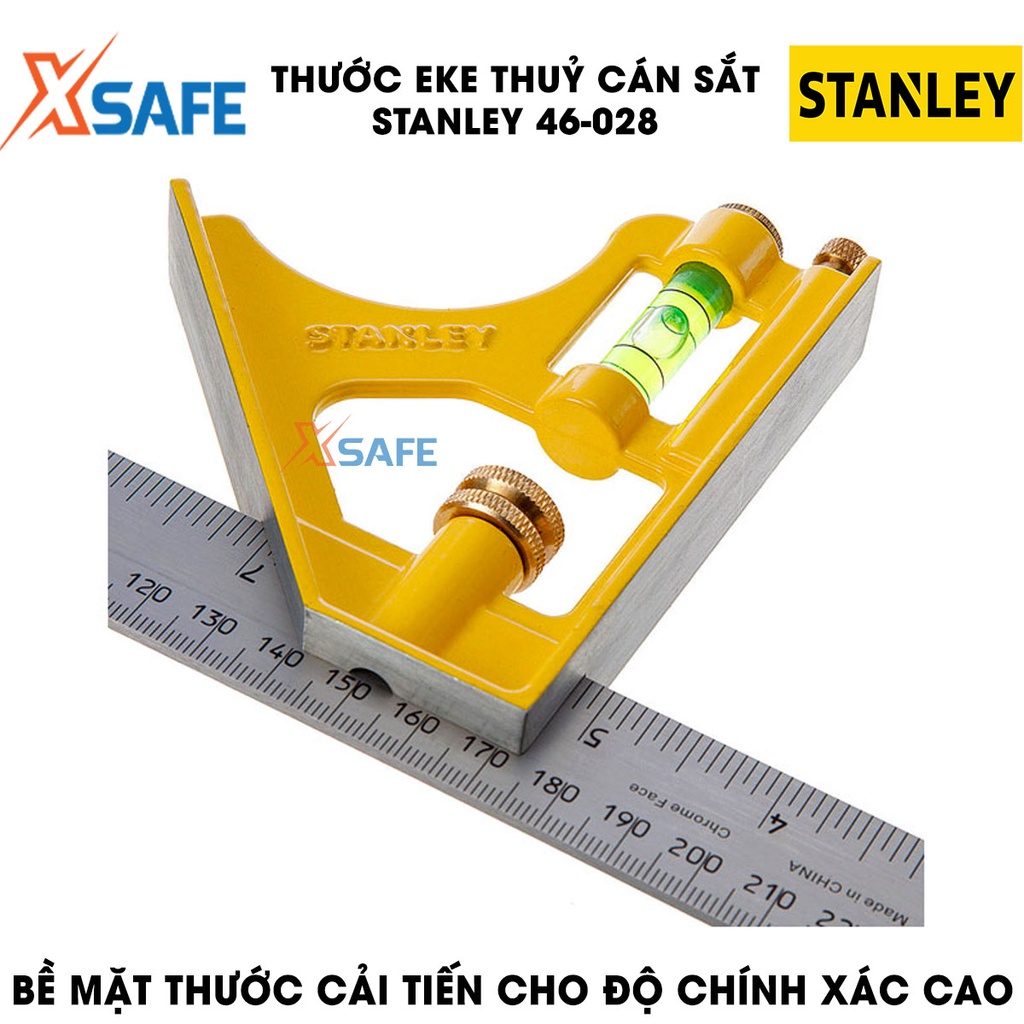 Thước eke thuỷ STANLEY vạch chia rõ ràng Thước ê ke Stanley lưỡi thước phủ lớp Crom, mũi vạch gắn vào tay kéo