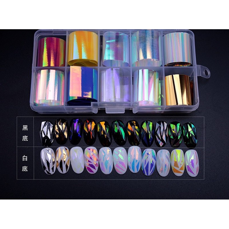 bóng kính nailtrend ánh bẩy sắc cầu vồng khay 12 ôđầy đủ màu sửa dụng thiết kế móng thiết kế mẫu nail dễ dàng tiện dụng.
