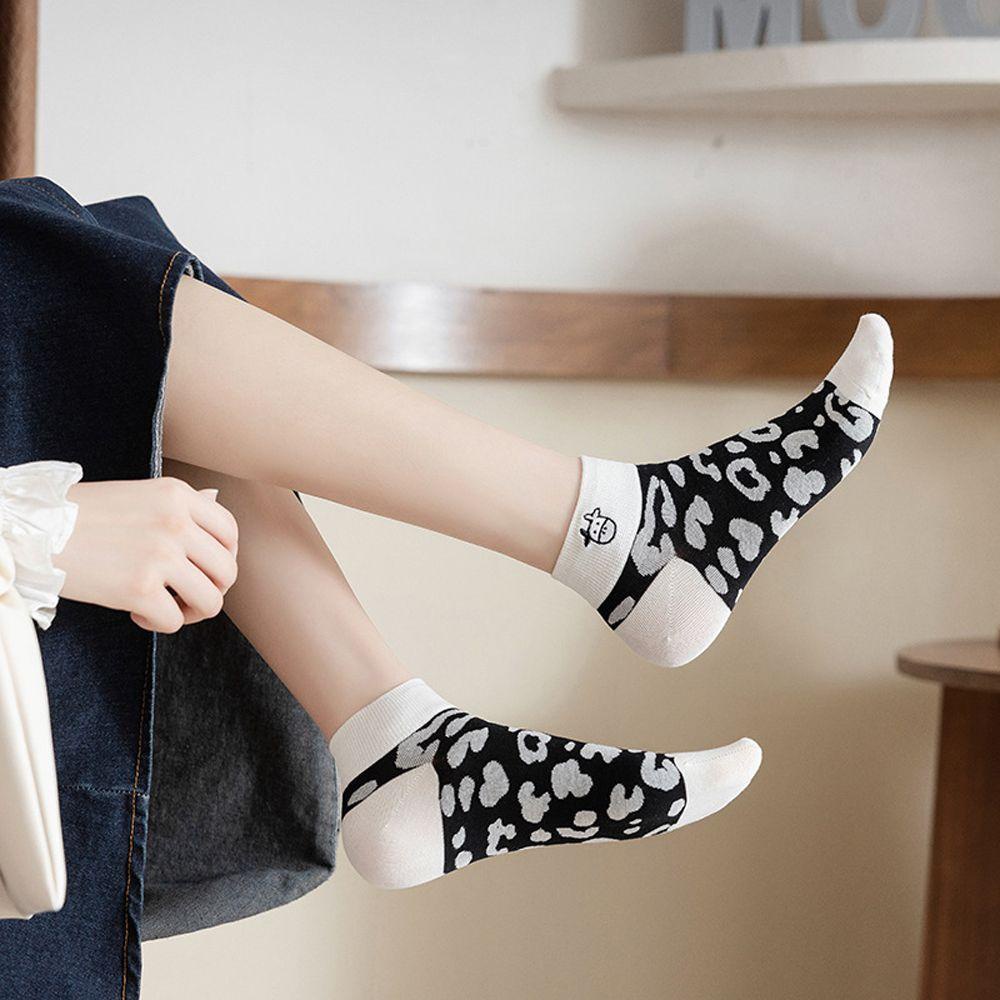 MOCHO Vớ Cotton Cổ Ngắn Họa Tiết Sọc / Trái Tim / Bò Sữa Dễ Thương Thời Trang Cho