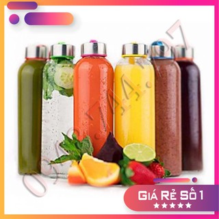 Bình Thủy Tinh Đựng Nước Ép 300ml - 500ml Dây Xách Nắp Nhôm