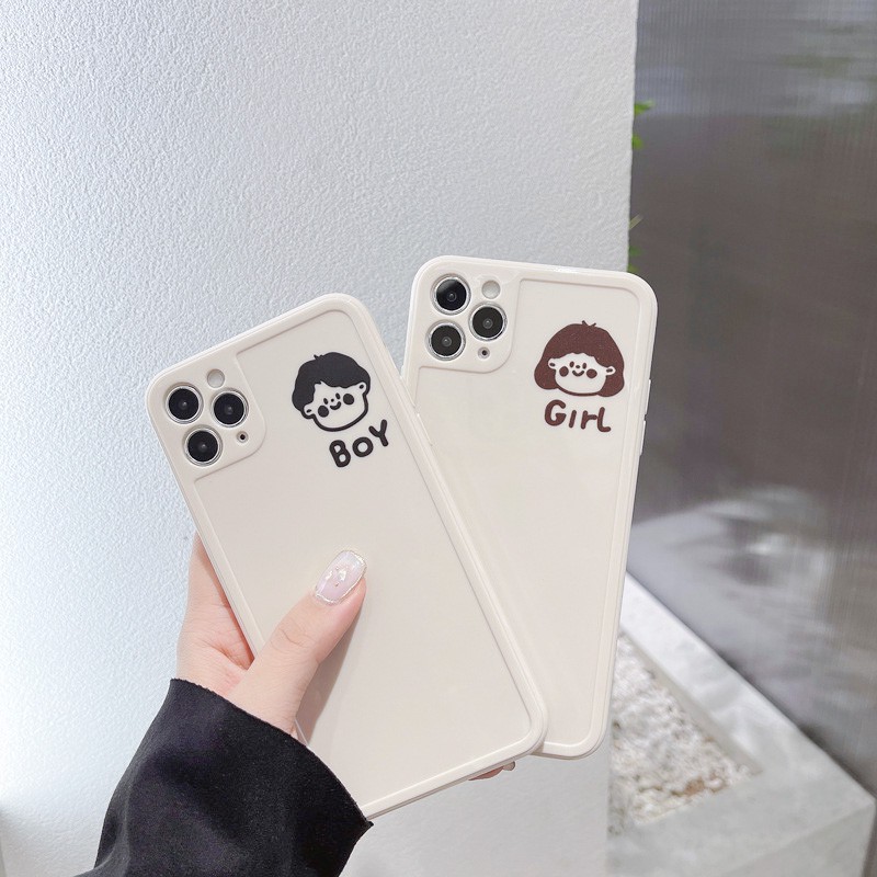 Ốp lưng iphone viền nổi bóng mặt boy & girl 6/6plus/6s/6splus/7/7plus/8/8plus/x/xr/xs/11/12/pro/max/promax - Awifi A1-15