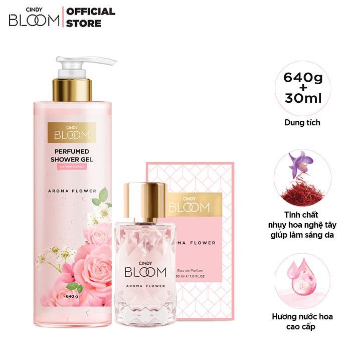 Combo Sữa Tắm Nước Hoa 640g & Nước Hoa 30ml Cindy Bloom Aroma Flower | BigBuy360 - bigbuy360.vn