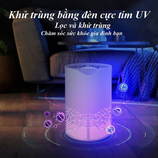 Máy lọc không khí mini máy khử mùi phòng ngủ 2 lớp lọc khử khuẩn bằng đèn tia UV  và ion âm kho hàng giá rẻ VN