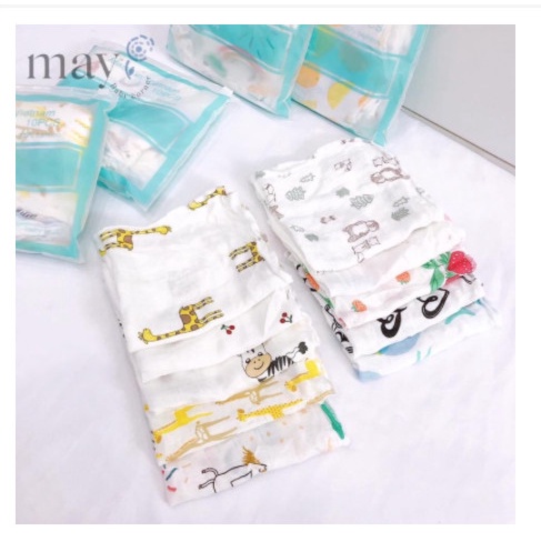 Set 10 Khăn sữa sợi tre Aden &amp; Anais 100% sợi tre - Made in Việt Nam