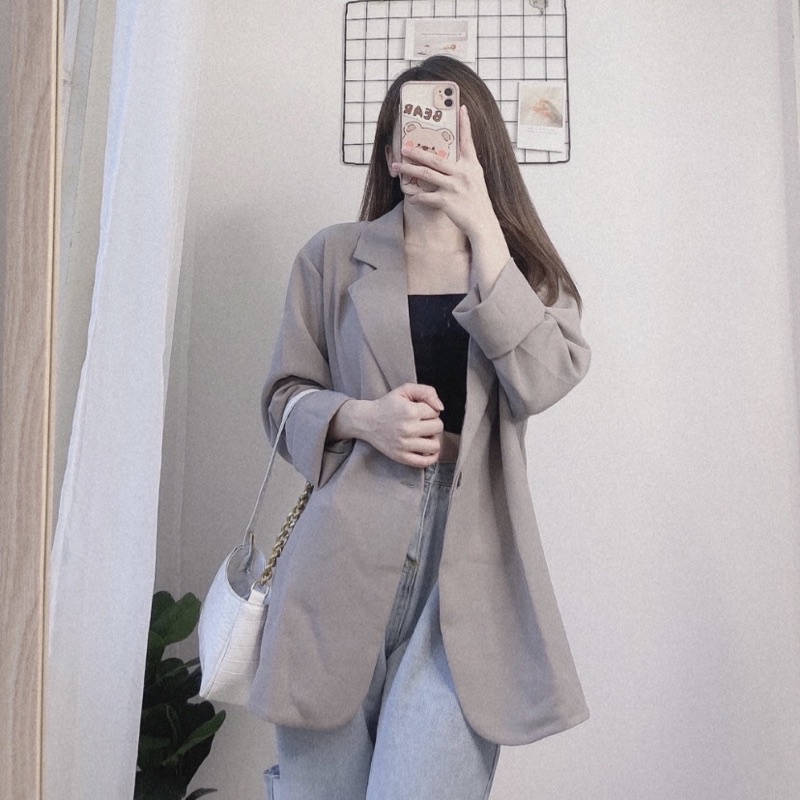 Áo khoác VEST trơn 1 lớp dày dặn xẻ 2 bên - áo BLAZER NỮ Freesize hàng đẹp