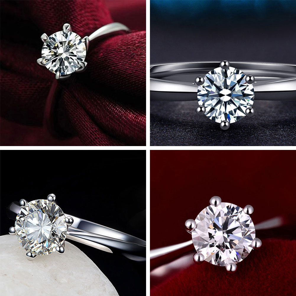 Nhẫn Đính Hôn Cô Dâu Đính Đá Zircon Trong Suốt