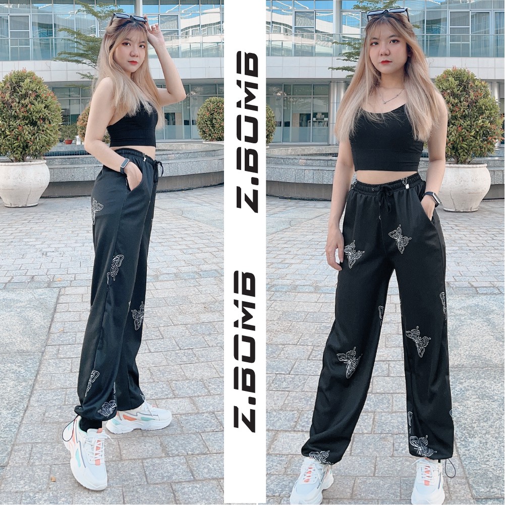 Quần Butterfly Hot Trend Jogger Unisex Nam Nữ Ống Rộng Ống Bó Rút Gấu 2 Form Thể Thao ZBOMB