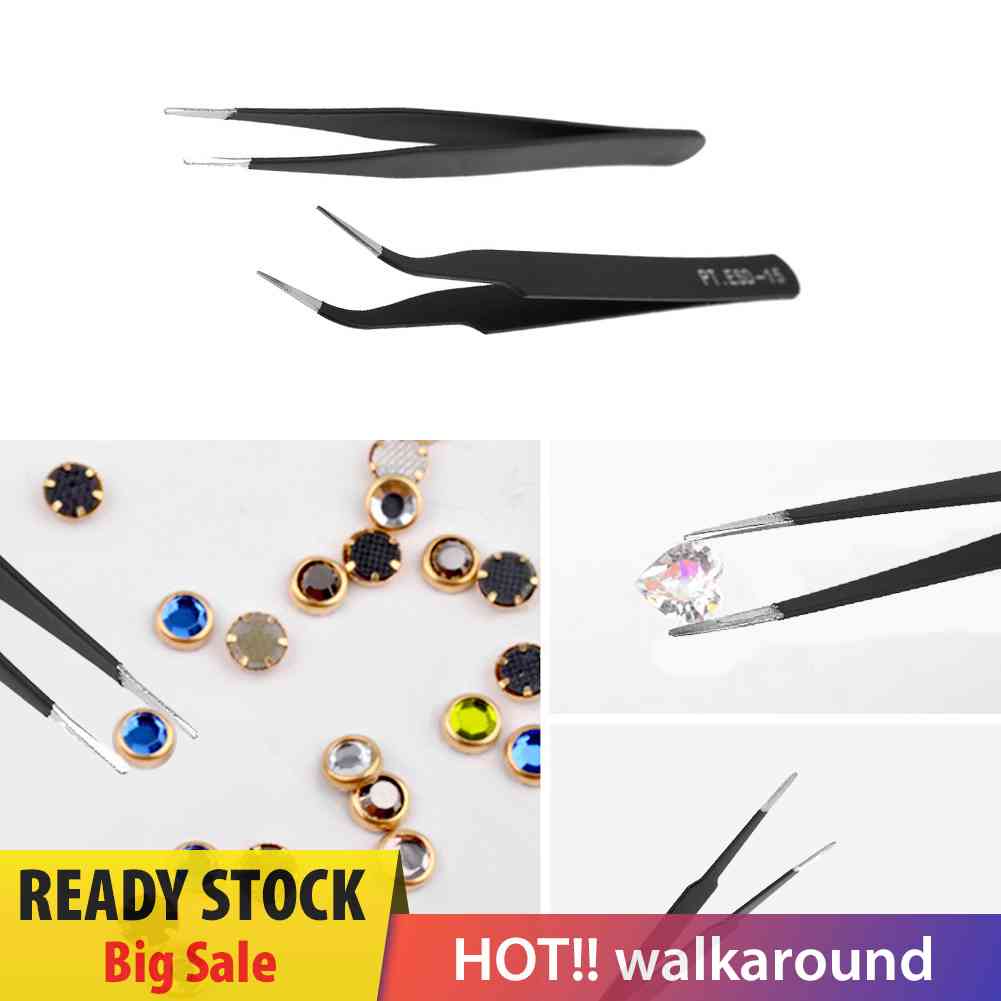 Set 6 Nhíp Làm Móng Bằng Thép Không Gỉ Chống Tĩnh Điện Kèm Túi Đựng