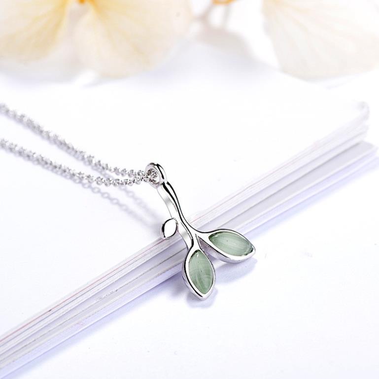 (0159) Dây Chuyền Lá Mầm Hàn Quốc Màu Xanh Nhẹ Nhàng