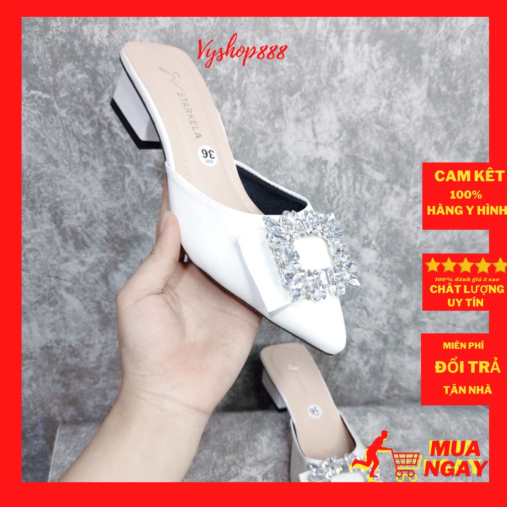 guốc cao gót nữ đế 4cm bít mũi, mũi nhọn, chất da mềm đẹp sang V1040