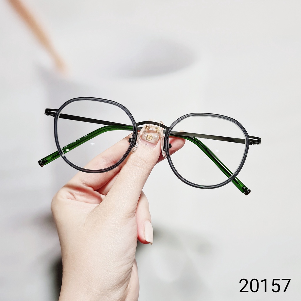 Gọng kính tròn nam nữ LILYEYEWEAR phù hợp mặt nhỏ giả cận kim loại thanh mảnh thời trang 20157