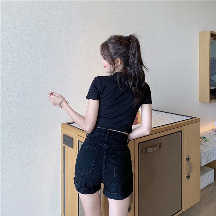 Xiaozhainv Quần Ngắn Denim Ống Rộng Lưng Cao Phong Cách Hàn Quốc Cho Nữ | BigBuy360 - bigbuy360.vn