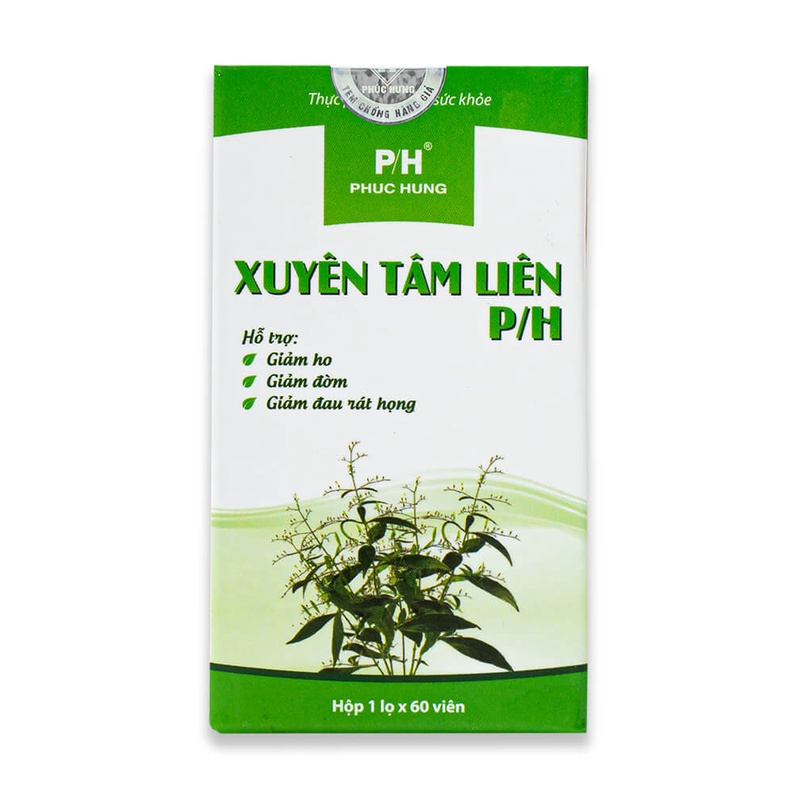 XUYÊN TÂM LIÊN P/H - HỖ TRỢ GIẢM HO, GIẢM ĐỜM, GIẢM ĐAU RÁT HỌNG (HỘP 60 VIÊN)