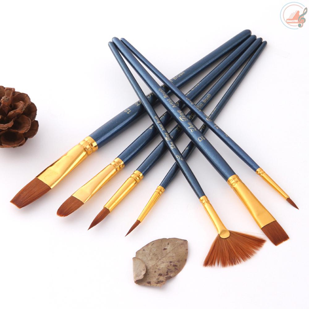 7pcs/set Art Paint Brushes Set Round & Flat & Filbert & Fan Tips Professional Drawing Paintbrushes Nylon Hair Wooden Handle for Watercolor Acrylic Oil Gouache Face Body Painting for Artists Adults Students Beginners