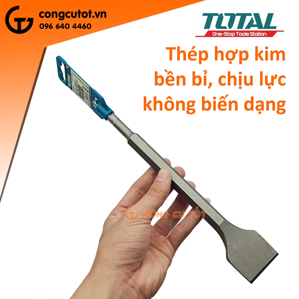 Mũi đục bê tông dẹp chuôi gài SDS Total TAC15121412 14x250x40mm