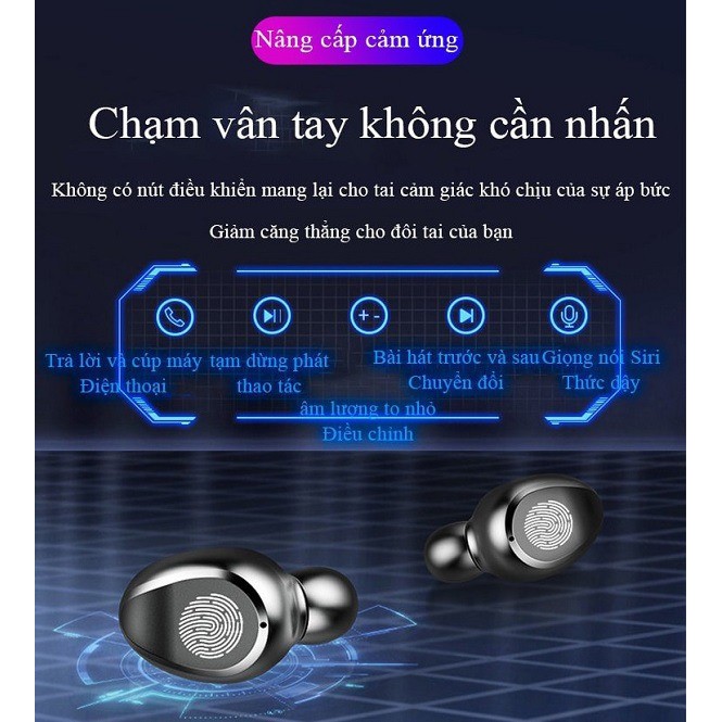 Tai nghe Bluetooth F9 Viet Nam F9 nút cảm ứng Bluetooth 5.0 Pin 280 giờ tích hợp sạc dự phòng