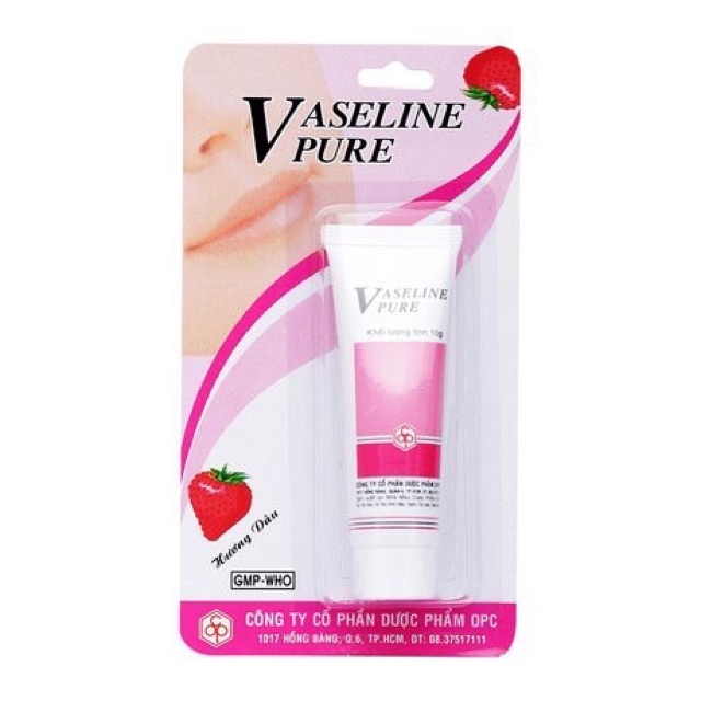Tube dưỡng ẩm Vaseline Pure/ Hương dâu OPC - 10gr | BigBuy360 - bigbuy360.vn
