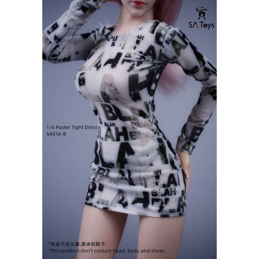 Sa Đầm Ôm Body Tay Dài SA016 Tỉ Lệ 1 / 6 Cho Mô Hình Nhân Vật Nữ 12 "