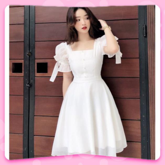 Đầm Nữ, Đầm trắng dự tiệc tay nơ xinh xắn V