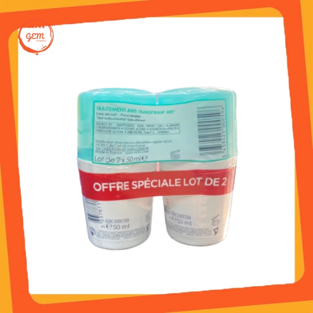 Lăn Khử Mùi Vichy Traitement Anti - Transpirant 48H 50ml Dành Cho Người Nặng Mùi, Nhiều Mồ Hôi - Gem Official Store