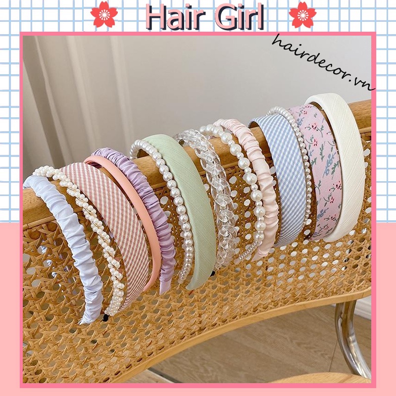 Set Băng Đô Cài Tóc Đính Ngọc Trai Phong Cách Hàn Quốc Mới