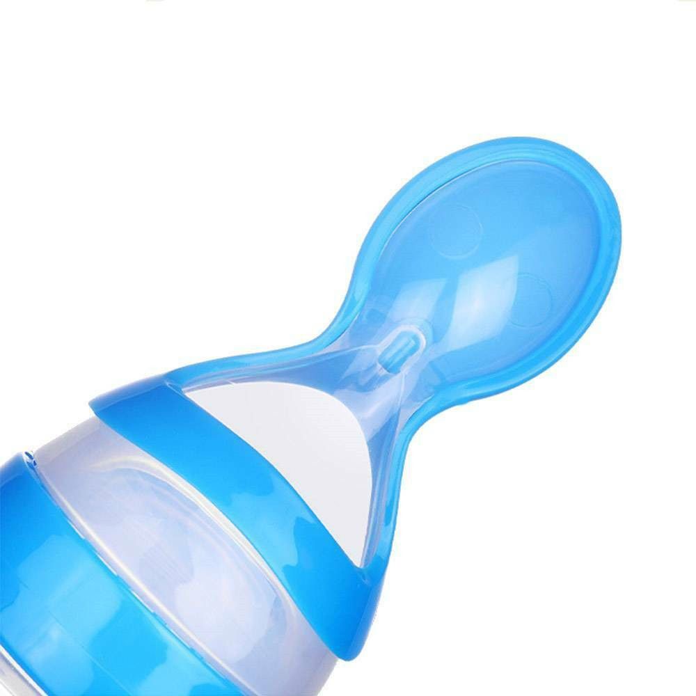Bình Ăn Dặm 90ml Bằng Silicon Có Muỗng An Toàn Cho Bé