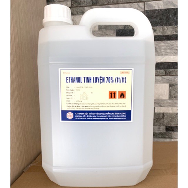 CAN 5 LÍT CÔNG TY OPC CỒN ETHANOL ETANOLTINH LUYỆN 70 ĐỘ ALCOOL ALCOLHO VAT