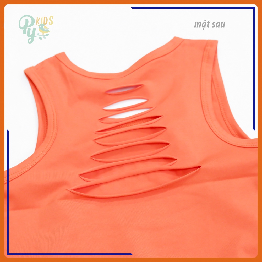 Áo croptop/ áo sát nách hở rốn bé gái size đại từ 23 - 45 kg, in chữ hở lưng mẫu mới 2022