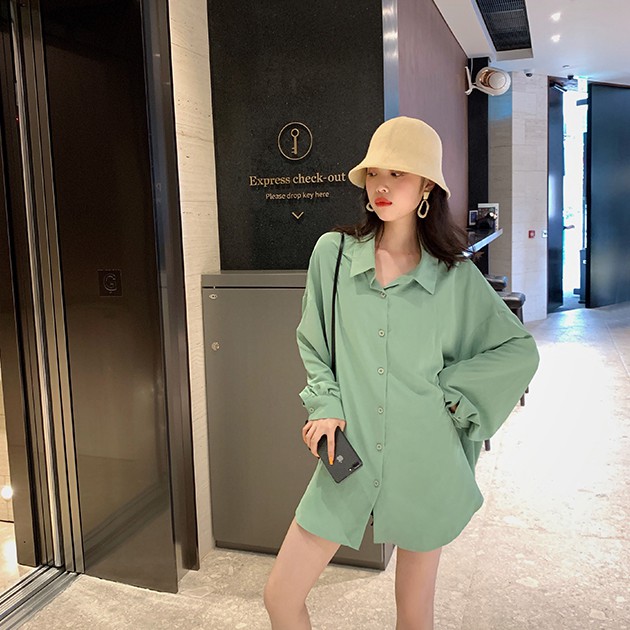 Áo Sơ Mi Dài Tay Phong Cách Retro Hàn Quốc Thời Trang