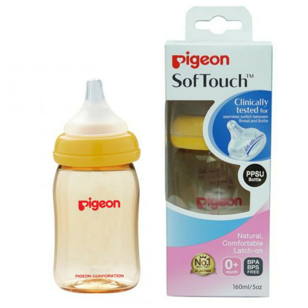 [Mã FMCG8 giảm 8% đơn 500K] Bình sữa cổ rộng PPSU Plus Pigeon 160ml/ 240ml