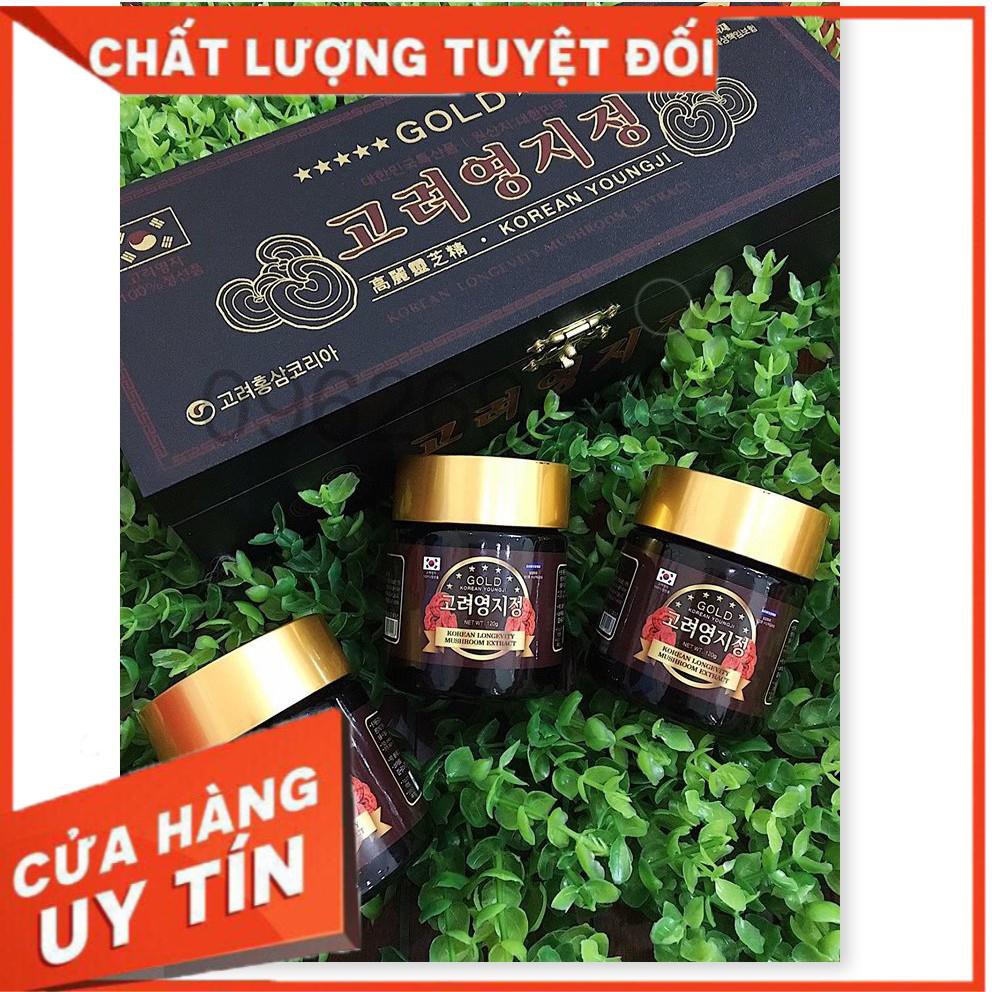Cao Linh Chi Youngji Hàn Quốc hộp đen 3 lọ - 120g - 360g (Korean Longevity Mushroom Extract Gold)