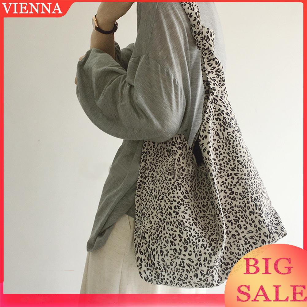 Túi tote cotton xách tay du lịch cỡ lớn hoa văn da beo thời trang nữ | BigBuy360 - bigbuy360.vn