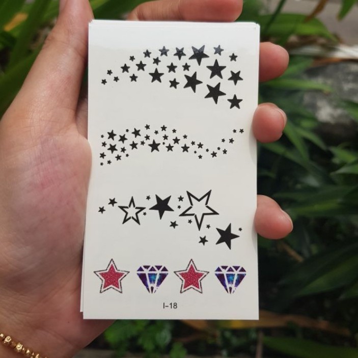 Hình xăm dán tattoo mini hình ngôi sao i18 (bộ i).Xăm dán tatoo mini tạm thời, size &lt;10x6cm