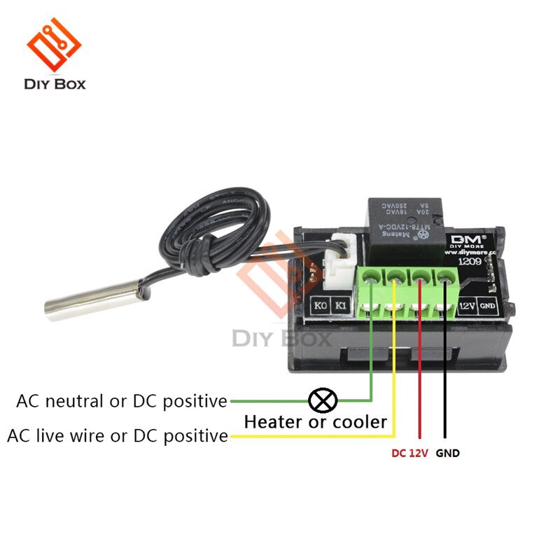 W1209 Red LED Digital Thermostat Temperature Control Thermometer Thermo Controller Switch Module DC 12V Waterproof NTC Sensor | BigBuy360 - bigbuy360.vn