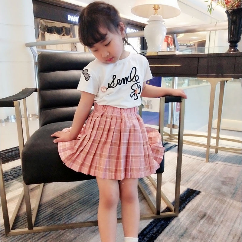[Babycat] Chân Váy Xếp Ly Dài Ngang Gối Xếp Ly Sọc Caro Phong Cách Nhật Bản Hàn Quốc Thời Trang Xuân Thu Dành Cho Bé Gái