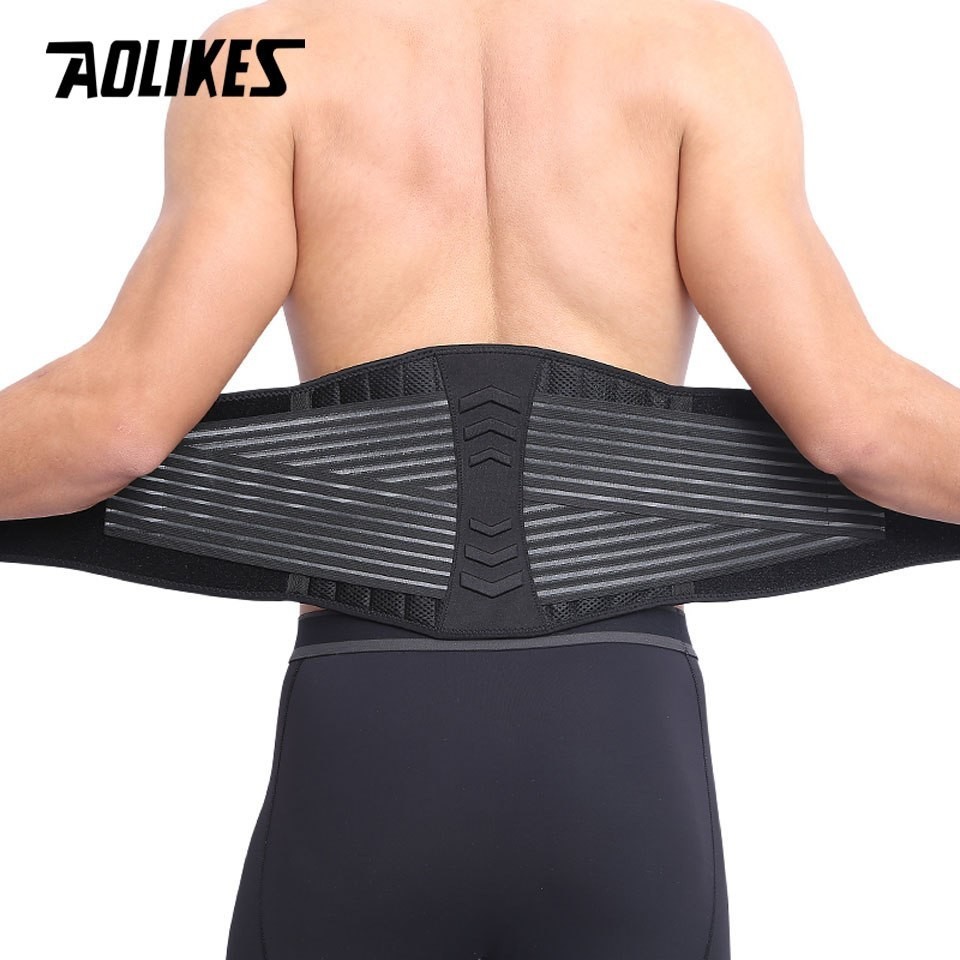 Đai lưng tập gym AOLIKES A-7998 có thanh thép đàn hồi hỗ trợ nâng đỡ bảo vệ cột sống sport waist support