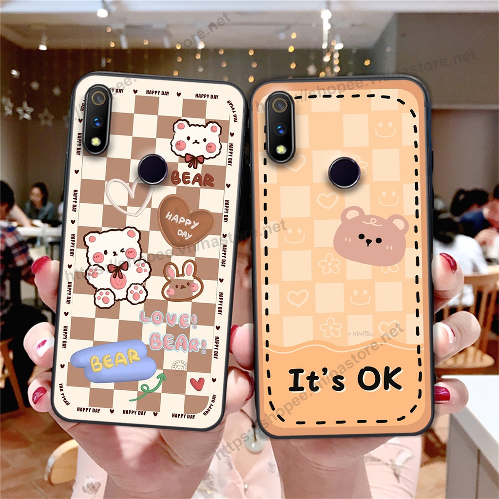 Ốp lưng Realme 3 / Realme 3 Pro trái tim hình gấu cute cá tính, giá rẻ, cực bền