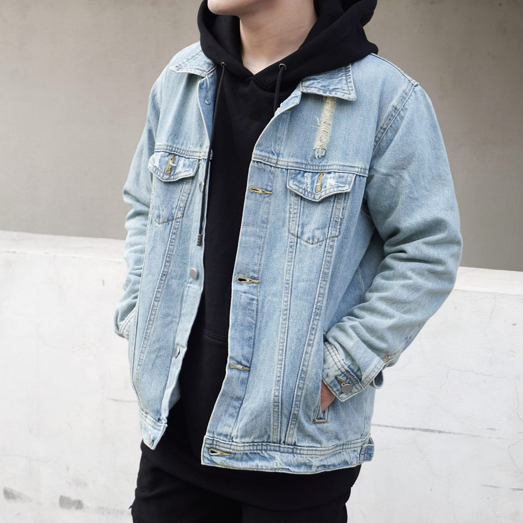 DISTRESSED DENIM JACKET | BigBuy360 - bigbuy360.vn