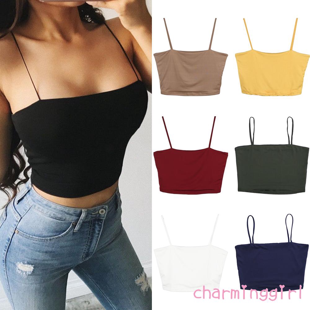 Áo croptop hai dây ôm dáng thiết kế gợi cảm cho nữ