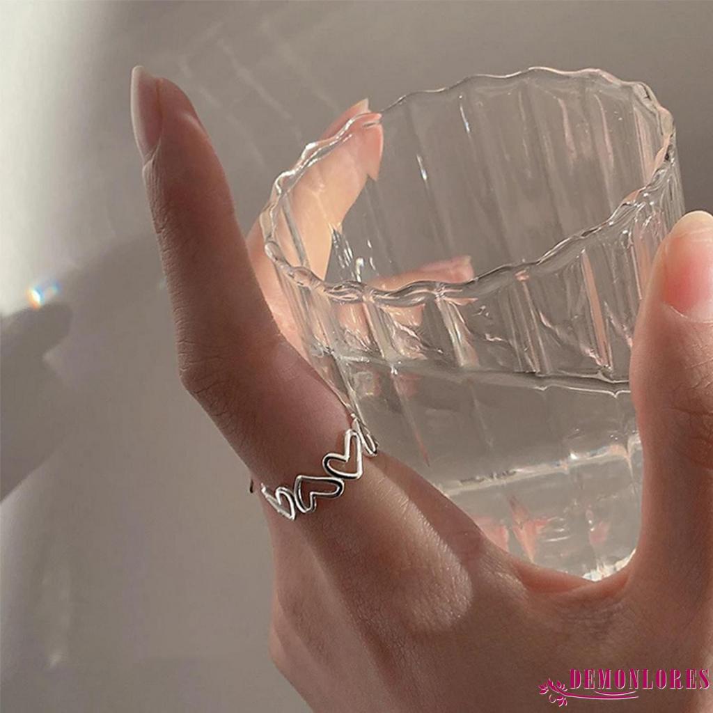 Set 2 nhẫn hở hình trái tim có thể điều chỉnh kích thước cho nữ