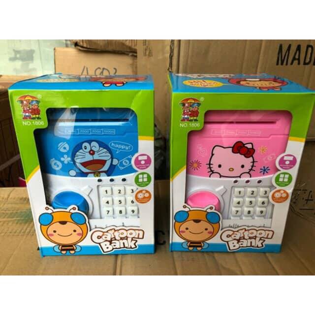 [SIÊUHOT] Két sắt đựng tiền mini thông minh hình doremon và hello kitty  Npro