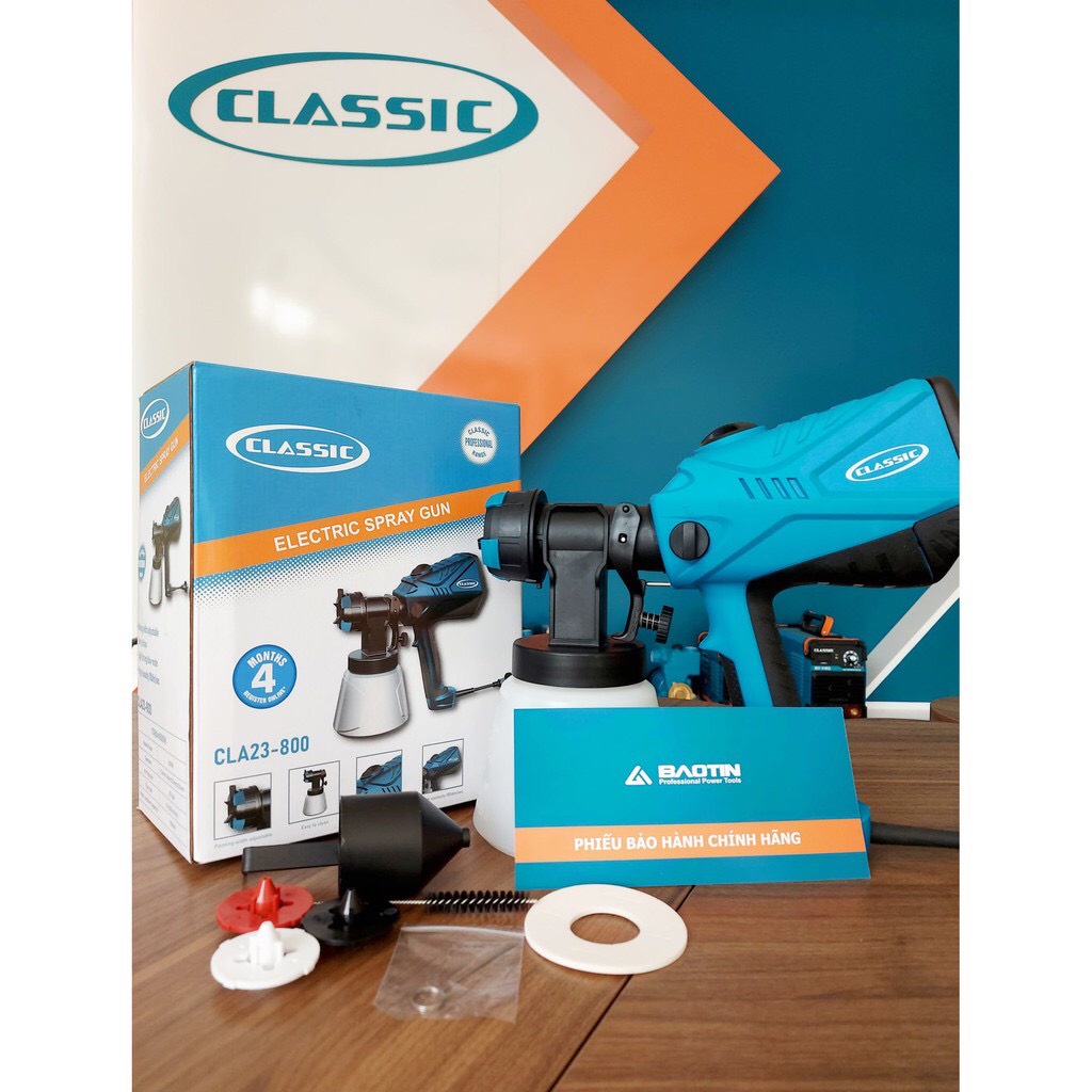 Máy Phun sơn Classic CLA- 23-800 TẶNG Kèm đầu phun 1.5mm tới 2.6mm - Hàng chính hãng