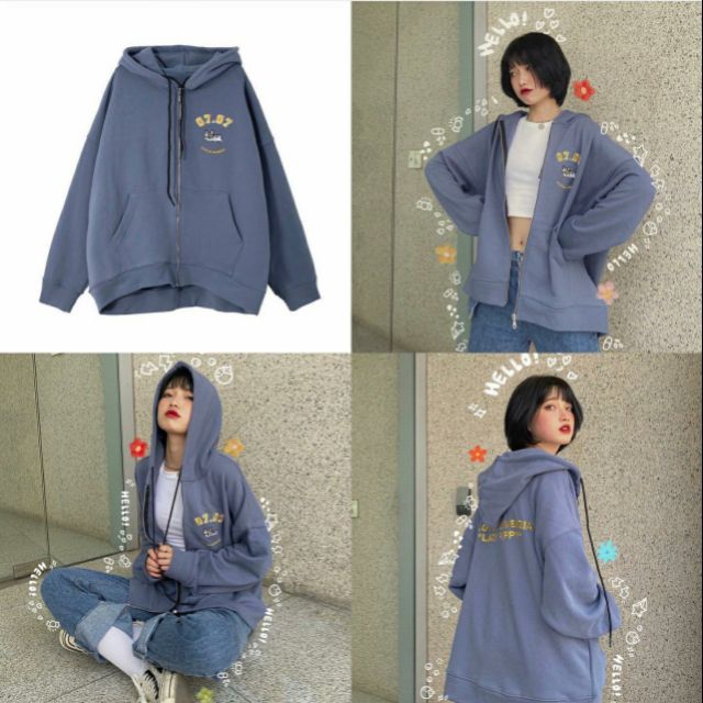 Áo Khoác Nỉ Bông PUPPY LAZY HOODY Unisex (MÀU XANH DƯƠNG ĐẬM +ẢNH THẬT)