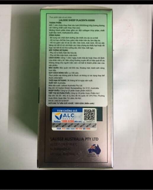 Lalisse Sheep Placenta 65000 (ÚC) nhau thai cừu tươi,collagen thủy phân...đẹp da,chống lão hoá