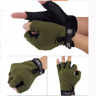Găng tay nữa ngón 5.11 dành cho phượt thủ - xanh lính - free size
