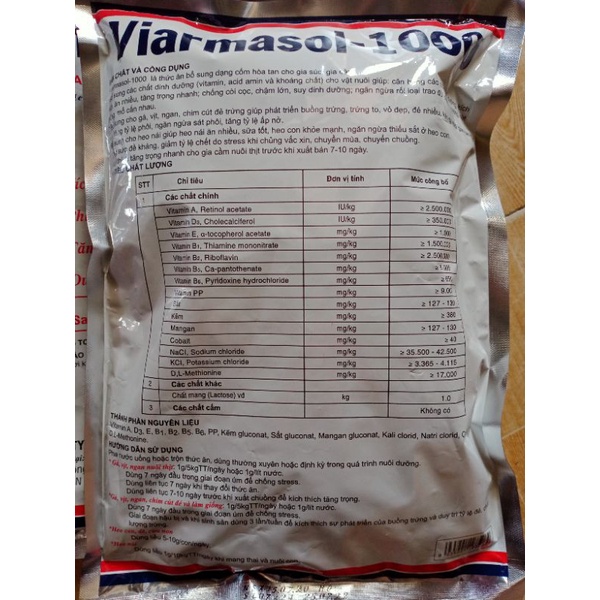 Thuốc bổ cho gà, vịt, ngan, lợn 1kg - Viarmasol 1000